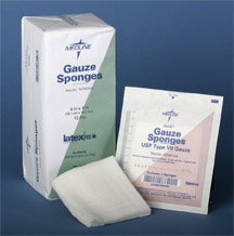 Medline 100% Cotton Woven Gauze Sponges, Sterile Trays, 4" x 4", 12-ply